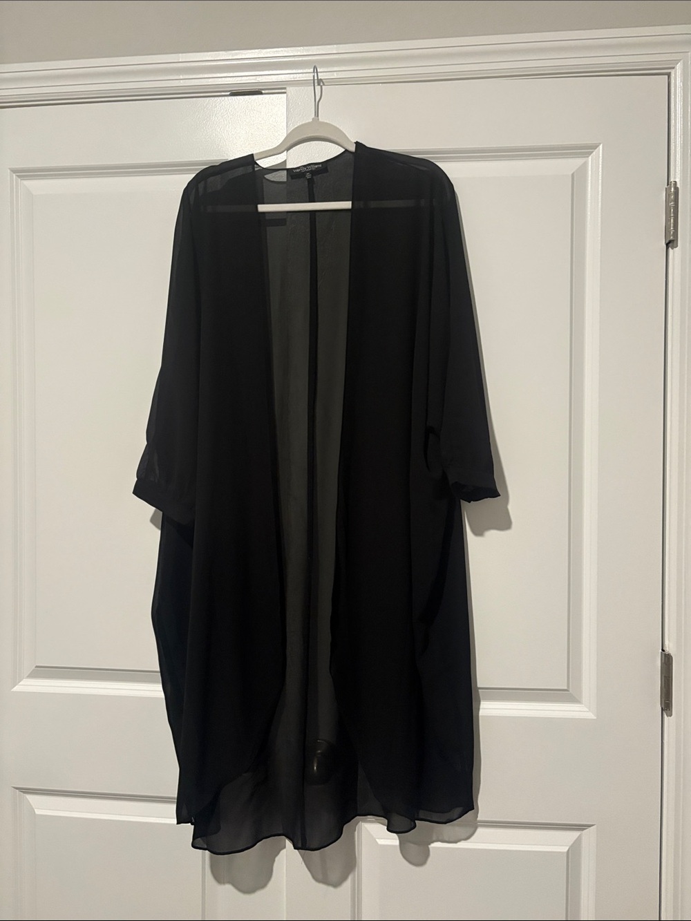 Wendy Williams Black Sheer Open-Front Women's swim cover - M/L